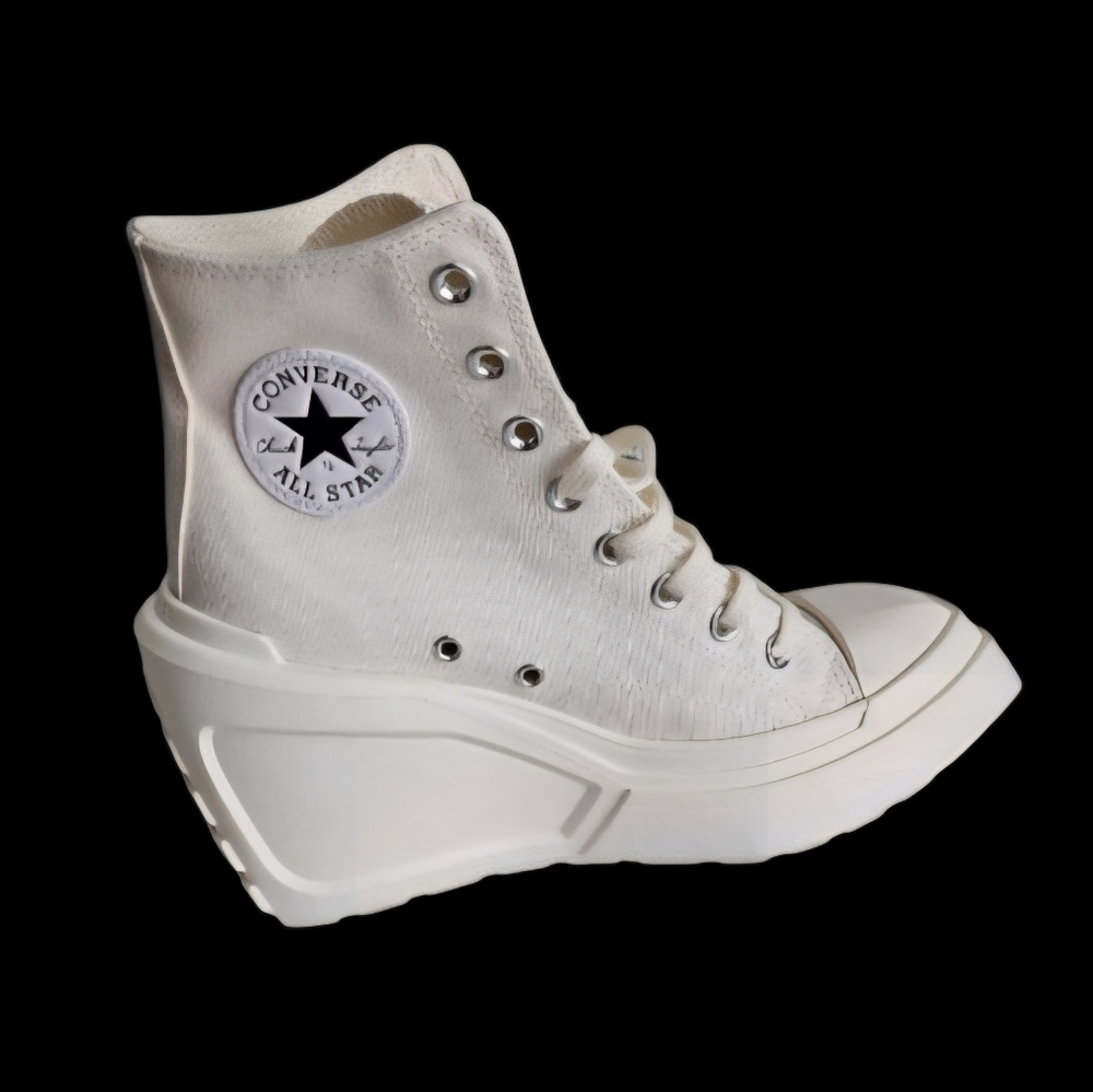 Converse Women's Chuck 70 Deluxe Wedge Sneakers Egret/Black/White Size 7.5 NEW